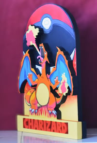 Image 4 of Pokémon Charizard 11 ¼ Inches x 16 Inches Hand Crafted 3D Wooden Diorama Hanging Wall Artwork 