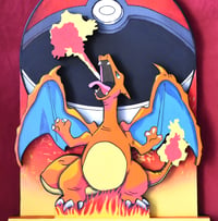 Image 5 of Pokémon Charizard 11 ¼ Inches x 16 Inches Hand Crafted 3D Wooden Diorama Hanging Wall Artwork 