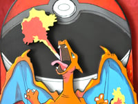 Image 13 of Pokémon Charizard 11 ¼ Inches x 16 Inches Hand Crafted 3D Wooden Diorama Hanging Wall Artwork 