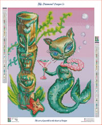 Image 5 of Merkitten with Tiki Full Size Diamond Painting by Miss Fluff