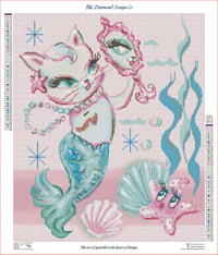 Image 5 of Merkitten With Pearls Full Size Diamond Painting by Miss Fluff