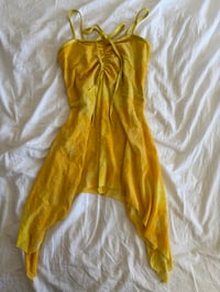 Image 1 of Vintage Y2K yellow handkerchief hem ruched bust sparkly fairy cami
