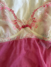 Image 3 of Vintage Y2K deadstock pink and white lace embroidery cami 