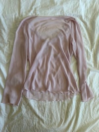 Image 2 of Vintage Y2K baby pink beaded long sleeve baby doll style top 