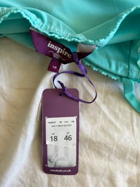 Image 5 of Vintage Y2K deadstock turquoise ruched handkerchief hem cami with silver butterflies 