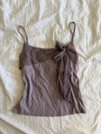 Image 6 of Vintage Y2K silk trim tie up dusty mauve cami 