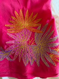 Image 3 of Vintage Y2K pink silk halter neck with floral embroidery 