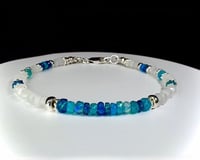 Image 5 of Paraiba Opal Moonstone Bracelet in Sterling Silver
