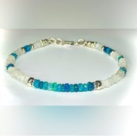 Image 6 of Paraiba Opal Moonstone Bracelet in Sterling Silver