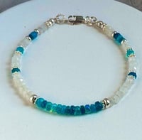 Image 8 of Paraiba Opal Moonstone Bracelet in Sterling Silver