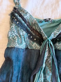 Image 5 of Vintage Y2K asymmetrical hem blue forest fairy cami with sequins and sparkly detail 