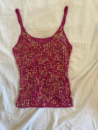 Image 1 of Vintage Y2K pink iridescent mermaid sequin cami 