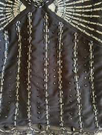 Image 4 of Vintage Y2K black sequin and beaded cami with scallop hem 