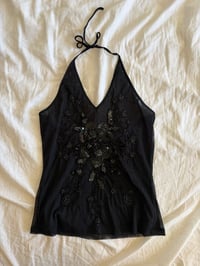 Image 4 of Vintage Y2K black micromesh sequin halter neck cami 