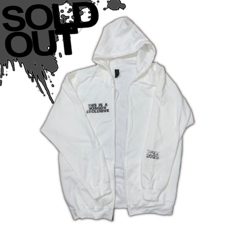 NOSGOV EXCLUSIVE®  WHITE ZIP HOODIE