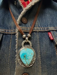 Image 1 of WL&A Handmade Silver Liberty Walking Patagonia Turquoise Sunrise Pendant