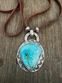 Image 2 of WL&A Handmade Silver Liberty Walking Patagonia Turquoise Sunrise Pendant