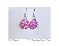 Image 1 of RnJ_CrackleSwing_DkPink Earring 925 SilverWire