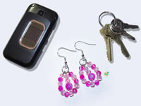 Image 4 of RnJ_CrackleSwing_DkPink Earring 925 SilverWire