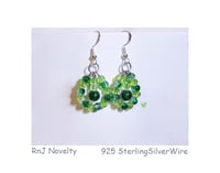 Image 1 of RnJ_CrackleSwing_Green Earring 925 SilverWire