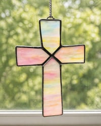 Image 1 of Pastel Cross Stained Glass Suncatcher