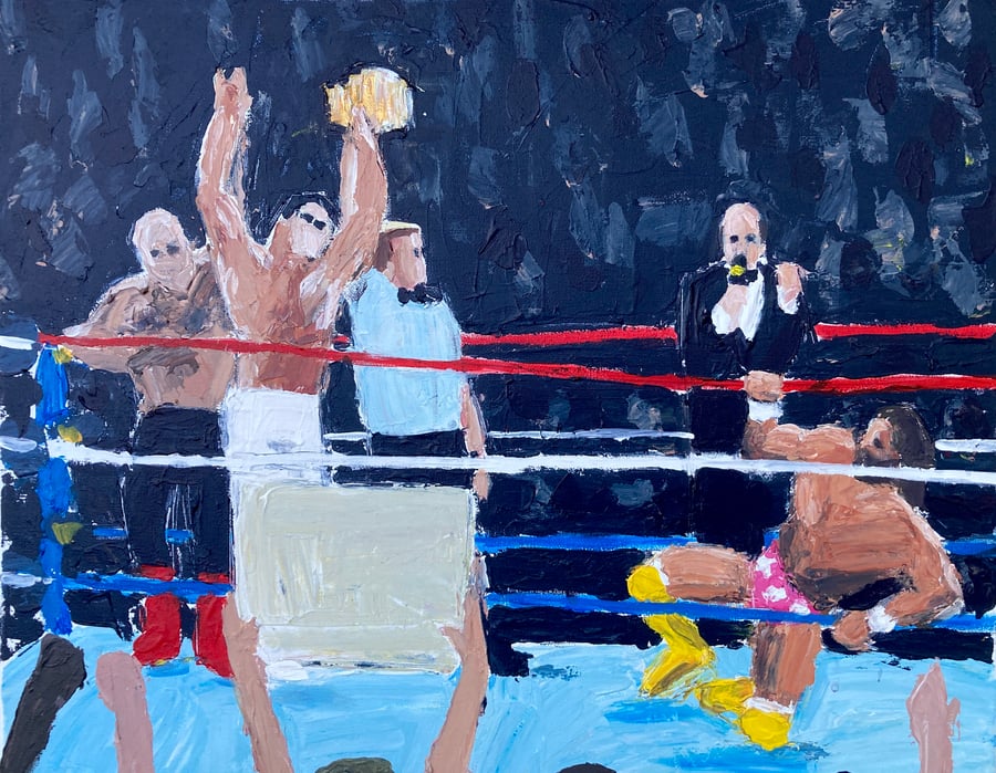 Image of Steamboat defeats Savage (original on canvas)