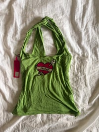 Image 1 of Vintage Y2K Playboy green halter neck cami 2000s deadstock BNWT 