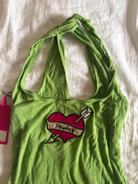 Image 2 of Vintage Y2K Playboy green halter neck cami 2000s deadstock BNWT 