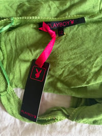 Image 4 of Vintage Y2K Playboy green halter neck cami 2000s deadstock BNWT 
