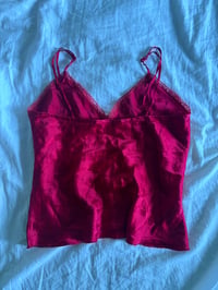 Image 4 of Vintage Y2K red silk cami with lace on bust 