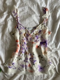 Image 1 of Vintage Y2K floral floaty pastel cami with frilly sleeves and double hem