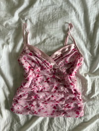 Image 1 of Vintage Y2K Etam baby pink floral ruched detail a cami