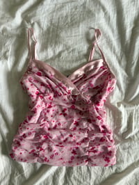 Image 6 of Vintage Y2K Etam baby pink floral ruched detail a cami