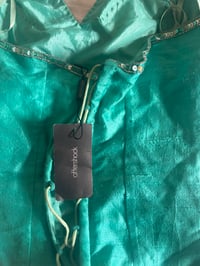 Image 6 of Vintage Y2K Aftershock turquoise beaded and iridescent sequin silk corset style halterneck 