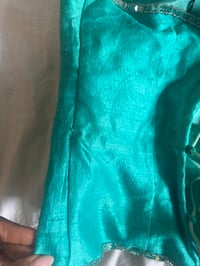 Image 8 of Vintage Y2K Aftershock turquoise beaded and iridescent sequin silk corset style halterneck 