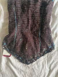 Image 4 of Vintage Y2K Aftershock purple asymmetrical hem beaded and iridescent sequin silk fairy cami 