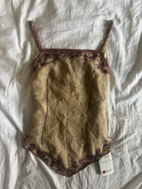 Image 1 of Vintage Y2K Aftershock asymmetrical hem beaded and iridescent sequin silk fairy cami 