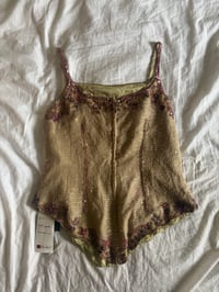 Image 2 of Vintage Y2K Aftershock asymmetrical hem beaded and iridescent sequin silk fairy cami 