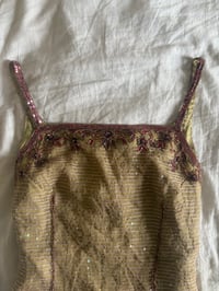 Image 3 of Vintage Y2K Aftershock asymmetrical hem beaded and iridescent sequin silk fairy cami 