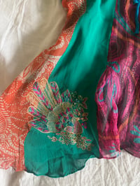 Image 3 of Vintage Y2K silk asymmetrical hem patchwork fairy cami with beaded straps 