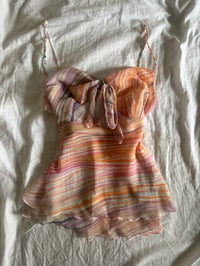 Image 1 of Vintage Y2K striped pastel knot bust cami with double hem
