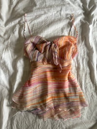 Image 6 of Vintage Y2K striped pastel knot bust cami with double hem