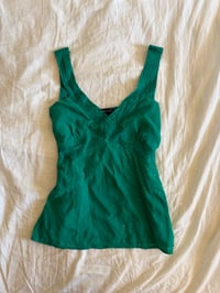 Image 1 of Vintage Y2K green sequin cami with embroidery bust detail 
