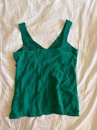 Image 2 of Vintage Y2K green sequin cami with embroidery bust detail 