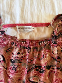 Image 3 of Vintage Y2K pink sequin lace embellished long sleeve top with ribbon tie detail 