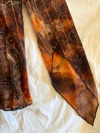 Image 4 of Vintage Y2K asymmetrical hem brown tie dye sequin fairy top with witchy sleeves 