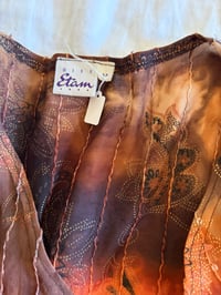 Image 6 of Vintage Y2K asymmetrical hem brown tie dye sequin fairy top with witchy sleeves 