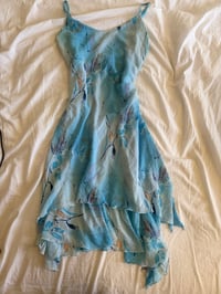 Image 1 of Vintage Y2K blue floral fairy dress with floaty hem 