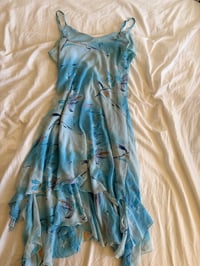 Image 2 of Vintage Y2K blue floral fairy dress with floaty hem 