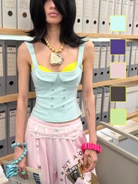 Image 1 of Low-cut button-up babydoll collar vest in five colors